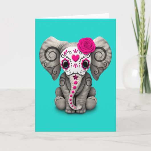 Roze dag van de dode olifant kaart (Voorkant)