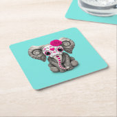 Roze dag van de dode olifant kartonnen onderzetters (Schuin)