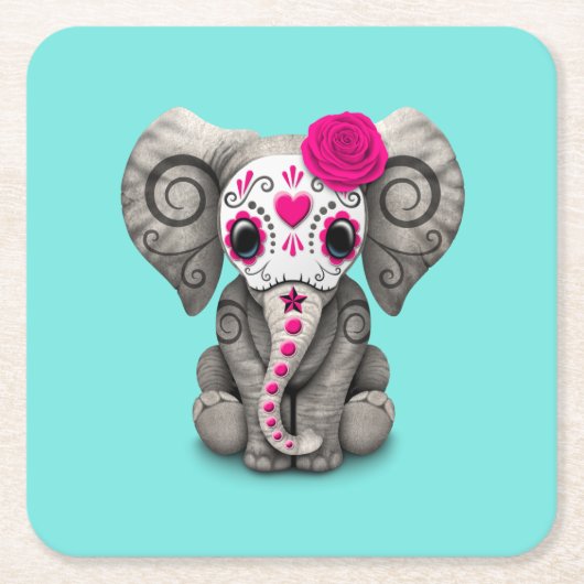 Roze dag van de dode olifant kartonnen onderzetters (Voorkant)