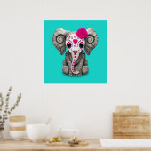 Roze dag van de dode olifant poster (Keuken)