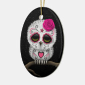 Roze dag van de dode suikerriet keramisch ornament (Links)