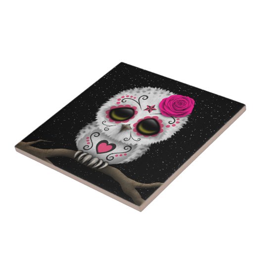 Roze dag van de dode suikerriet tegeltje (Zijkant)