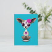 Roze dag van de dode suikerschedel Chihuahua Puppy Briefkaart (Staand voorkant)