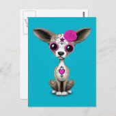 Roze dag van de dode suikerschedel Chihuahua Puppy Briefkaart (Voorkant / Achterkant)