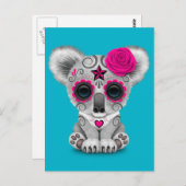 Roze dag van de dode suikerschedel Koala Briefkaart (Voorkant / Achterkant)