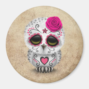 Roze dag van de dode suikerschedel magneet