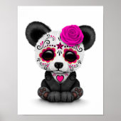 Roze dag van de dode suikerschedel Panda op wit Poster (Voorkant)