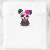 Roze dag van de dode suikerschedel Panda op wit Ronde Sticker (Tas)