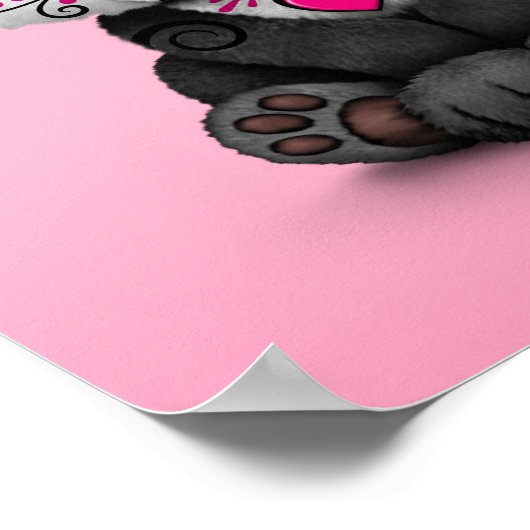 Roze dag van de dode suikerschedel Panda Poster (Hoek)