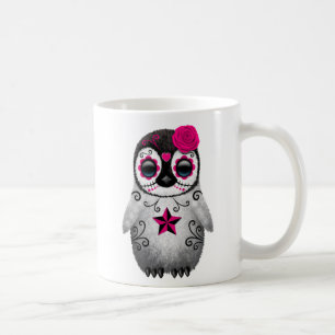 Roze dag van de dode-suikerschedel Penguin Koffiemok