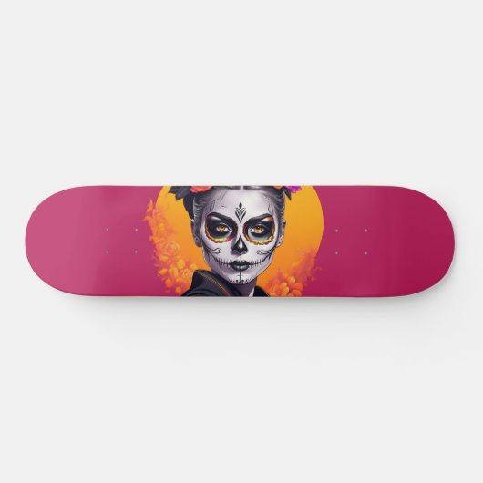 Roze dag van de dode vrouw persoonlijk skateboard (Horizontaal)