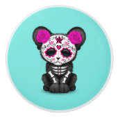 Roze dag van de dode zwarte panterkrab keramische knop (Voorkant)