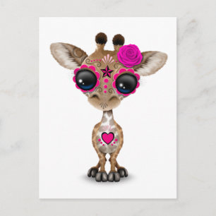 Roze dag van de Giraffe van de Baby van de Dode Su Briefkaart
