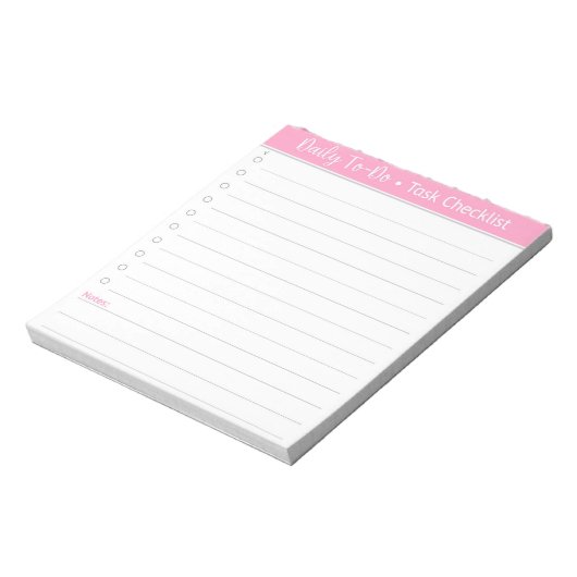 Roze dagelijkse checklist voor taken - lijst uitvo notitieblok (Linkerzijde)