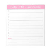 Roze dagelijkse checklist voor taken - lijst uitvo notitieblok (Voorkant)