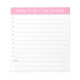 Roze dagelijkse checklist voor taken - lijst uitvo notitieblok