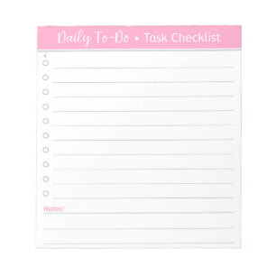Roze dagelijkse checklist voor taken - lijst uitvo notitieblok