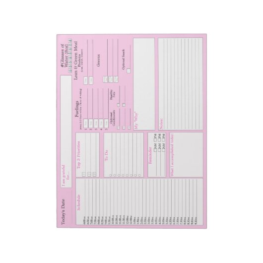 Roze | Dagelijkse planner | 5 en 1 Food Journal Notitieblok (Linkerzijde)