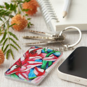 Roze dagleugens waterverf sleutelhanger (Voorkant Rechts)