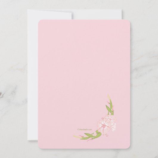 Roze Dagwinde Foto Uitnodiging (Achterkant)