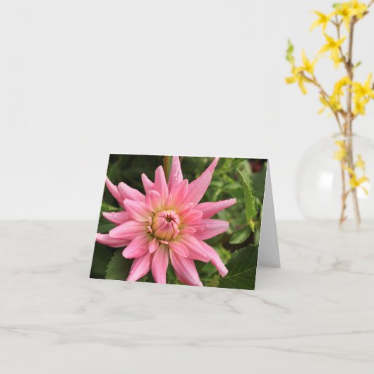 Roze Dahlia 4x6 Note Card Kaart (Gele Bloem)