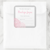 Roze Dahlia Baby shower Bookplate Vierkante Sticker (Tas)