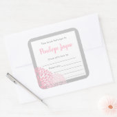 Roze Dahlia Baby shower Bookplate Vierkante Sticker (Envelop)