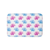 Roze dahlia, blauwe dahla, bloemmotief, bloemen badmat (Voorkant)