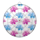 Roze dahlia, blauwe dahla, bloemmotief, bloemen dartbord (Voorkant)
