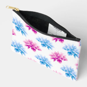 Roze dahlia, blauwe dahla, bloemmotief, bloemen etui
