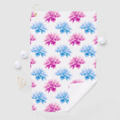 Roze dahlia, blauwe dahla, bloemmotief, bloemen golfhanddoek (Insitu)
