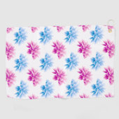 Roze dahlia, blauwe dahla, bloemmotief, bloemen golfhanddoek (Horizontaal)