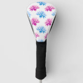 Roze dahlia, blauwe dahla, bloemmotief, bloemen golfheadcover (Voorkant)