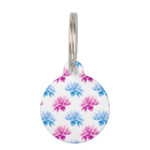 Roze Dahlia, Blauwe Dahla, Bloemmotief, Bloemen Huisdierpenning