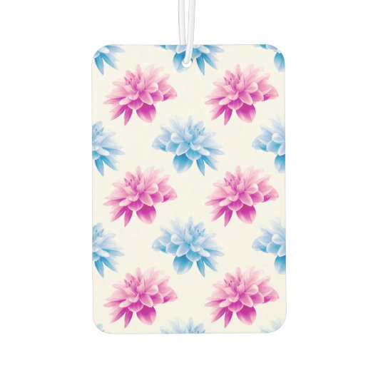 Roze dahlia, blauwe dahla, bloemmotief, bloemen luchtverfrisser (Achterkant)