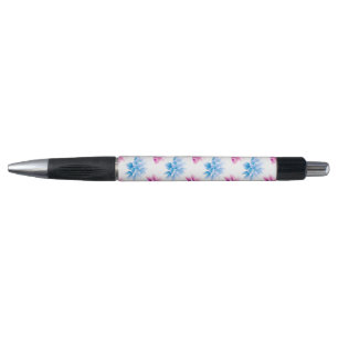 Roze dahlia, blauwe dahla, bloemmotief, bloemen pen