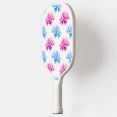 Roze dahlia, blauwe dahla, bloemmotief, bloemen pickleball paddle (Links)