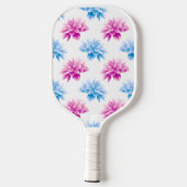 Roze dahlia, blauwe dahla, bloemmotief, bloemen pickleball paddle (Achterkant)