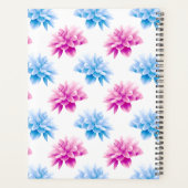 Roze dahlia, blauwe dahla, bloemmotief, bloemen planner (Achterkant)