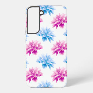 Roze dahlia, blauwe dahla, bloemmotief, bloemen samsung galaxy hoesje