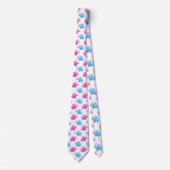 Roze dahlia, blauwe dahla, bloemmotief, bloemen stropdas (Voorkant)