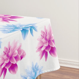 Roze dahlia, blauwe dahla, bloemmotief, bloemen tafelkleed