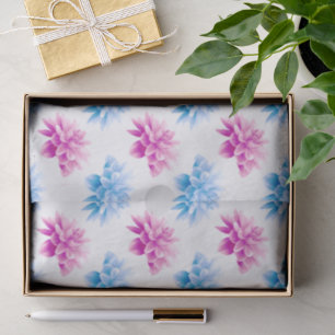 Roze dahlia, blauwe dahla, bloemmotief, bloemen tissuepapier