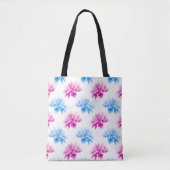 Roze Dahlia, Blauwe Dahla, Bloemmotief, Bloemen Tote Bag (Voorkant)