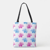 Roze Dahlia, Blauwe Dahla, Bloemmotief, Bloemen Tote Bag (Achterkant)