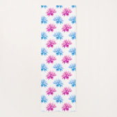 Roze dahlia, blauwe dahla, bloemmotief, bloemen yogamat (Achterkant)