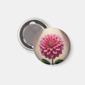 Roze Dahlia Bloem Botanisch Magneet (Voorkant / Achterkant)