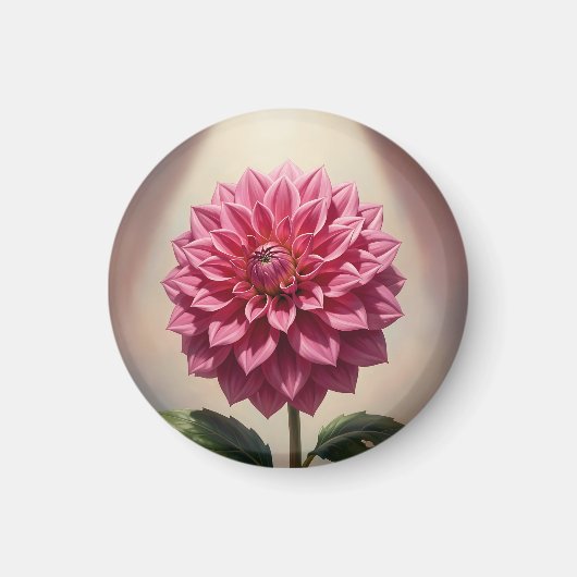 Roze Dahlia Bloem Botanisch Magneet (Voorkant)