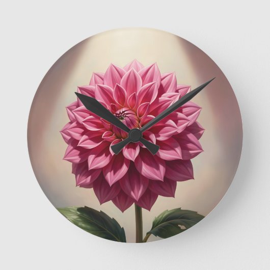Roze Dahlia Bloem Botanisch Ronde Klok (Voorkant)