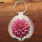 Roze Dahlia Bloem Botanisch Sleutelhanger (Voorkant)
